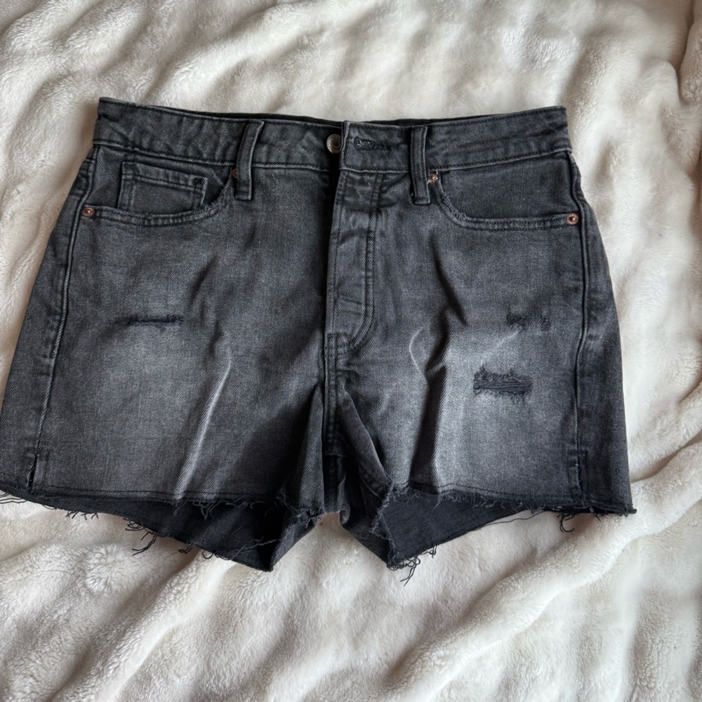 Old Navy Charcoal Distressed Jean Shorts